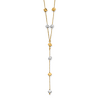 14K Two-Tone  Polished Adjustable Beaded Y-Drop Necklace