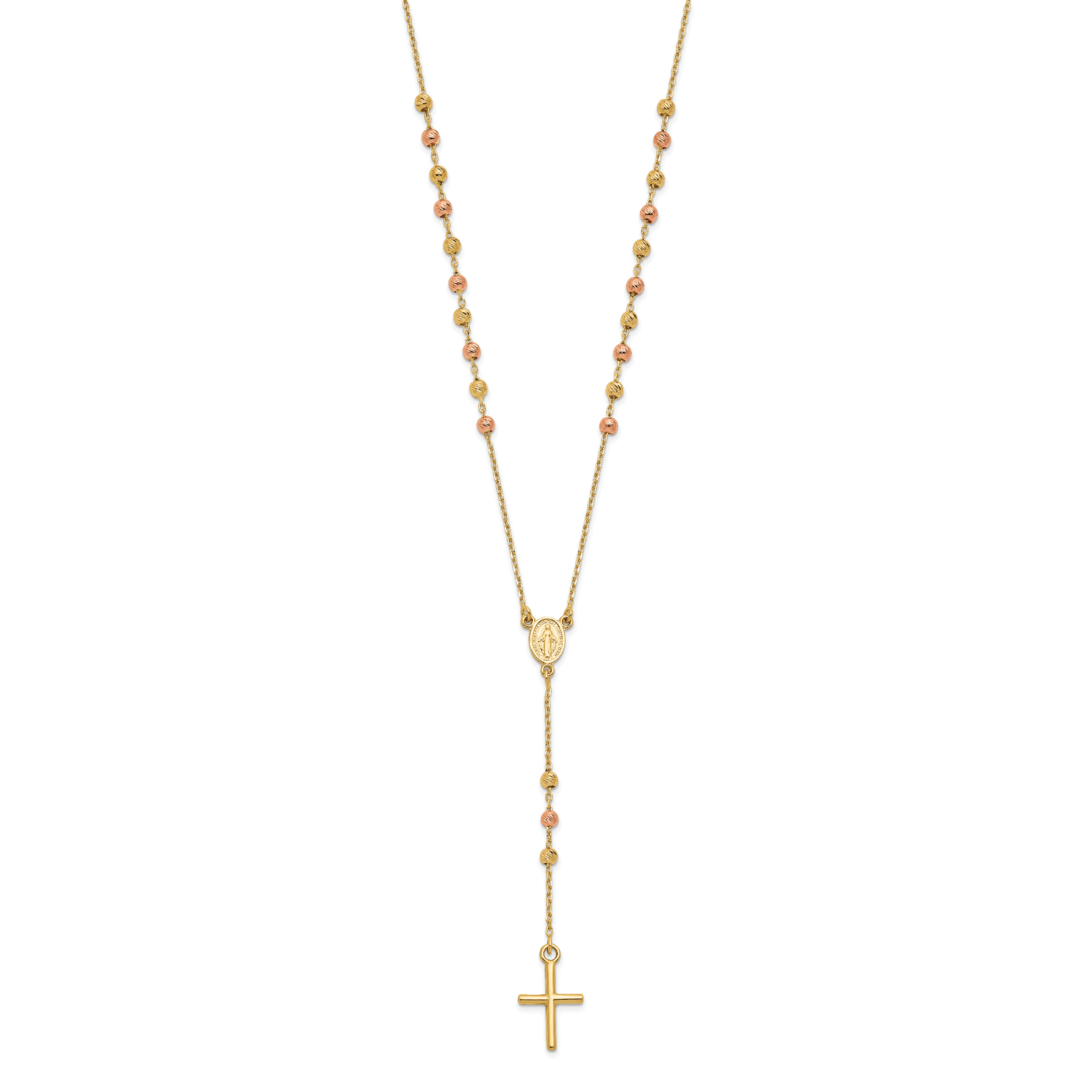 14K Yellow and Rose Gold Cross Y-Drop w/1.25 ext. Necklace Main image