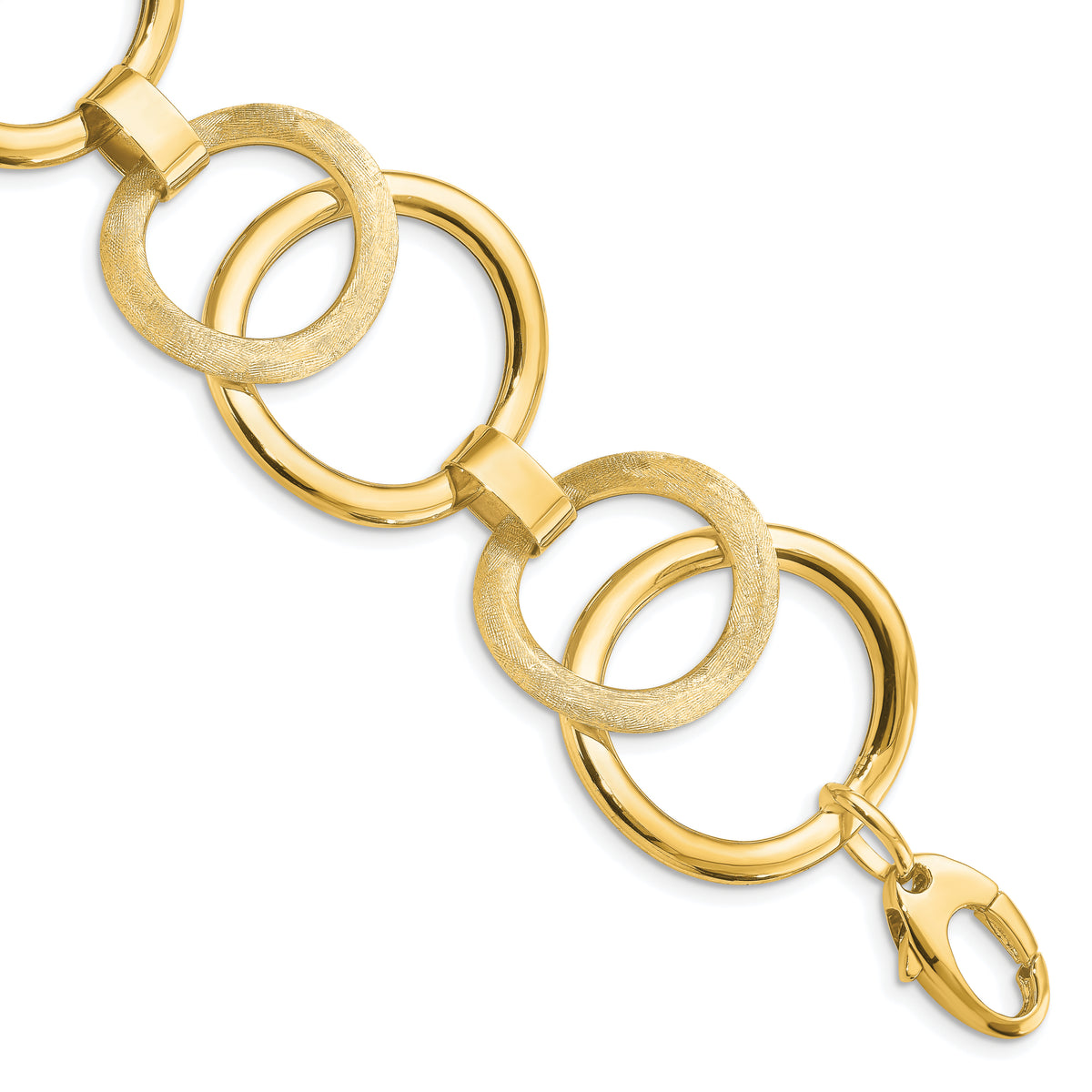 14k Polished Scratch-finish Fancy Link Bracelet