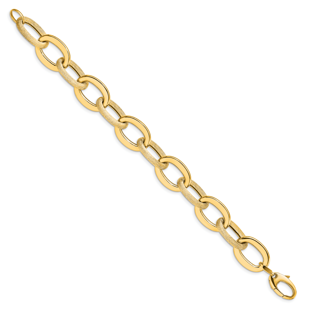 14k Polished Scratch-finish Fancy Link Bracelet