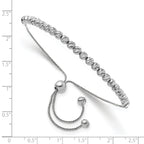 14K White Gold Polished D/C Beaded Bolo Adj. Bracelet