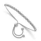 14K White Gold Polished D/C Beaded Bolo Adj. Bracelet