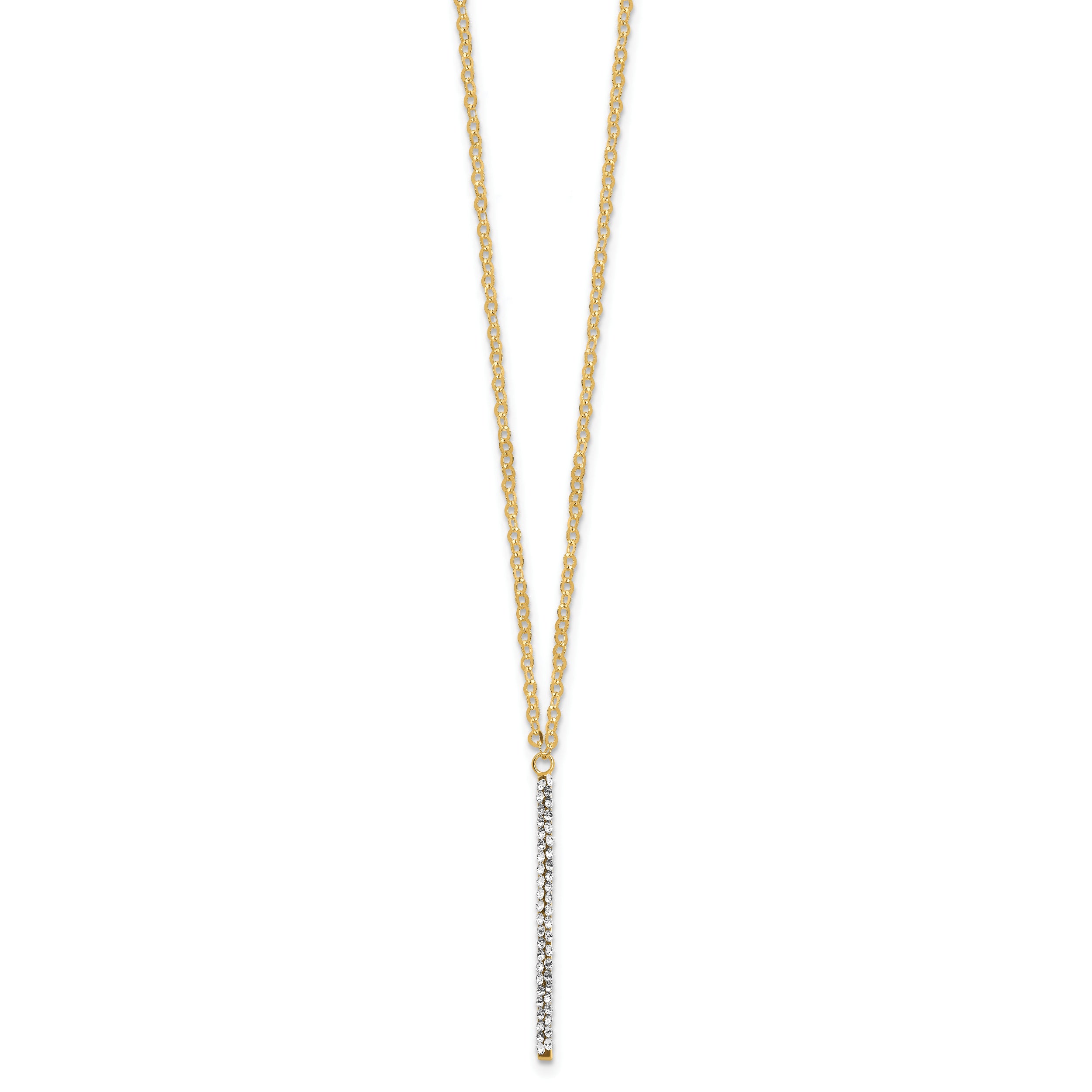 14K Polished Crystal w/1in ext Necklace