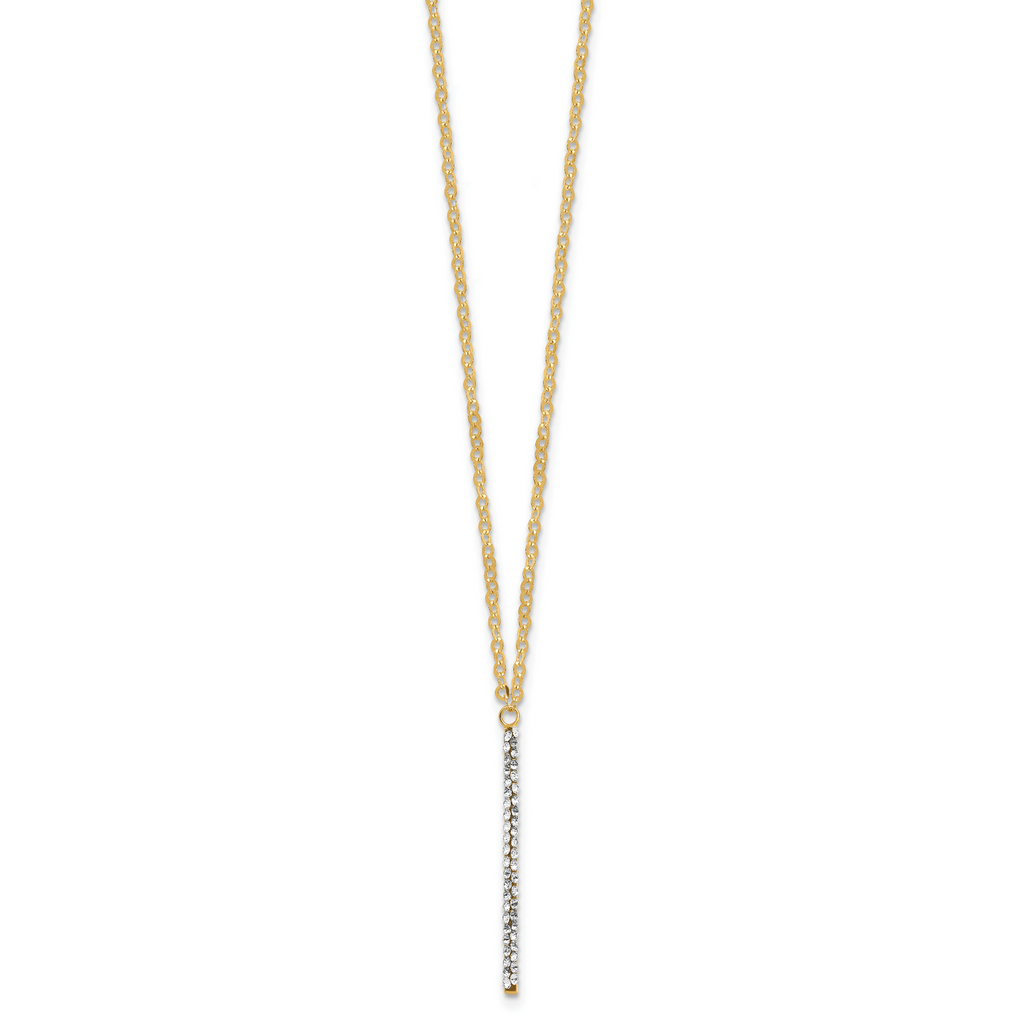 14K Polished Crystal w/1in ext Necklace