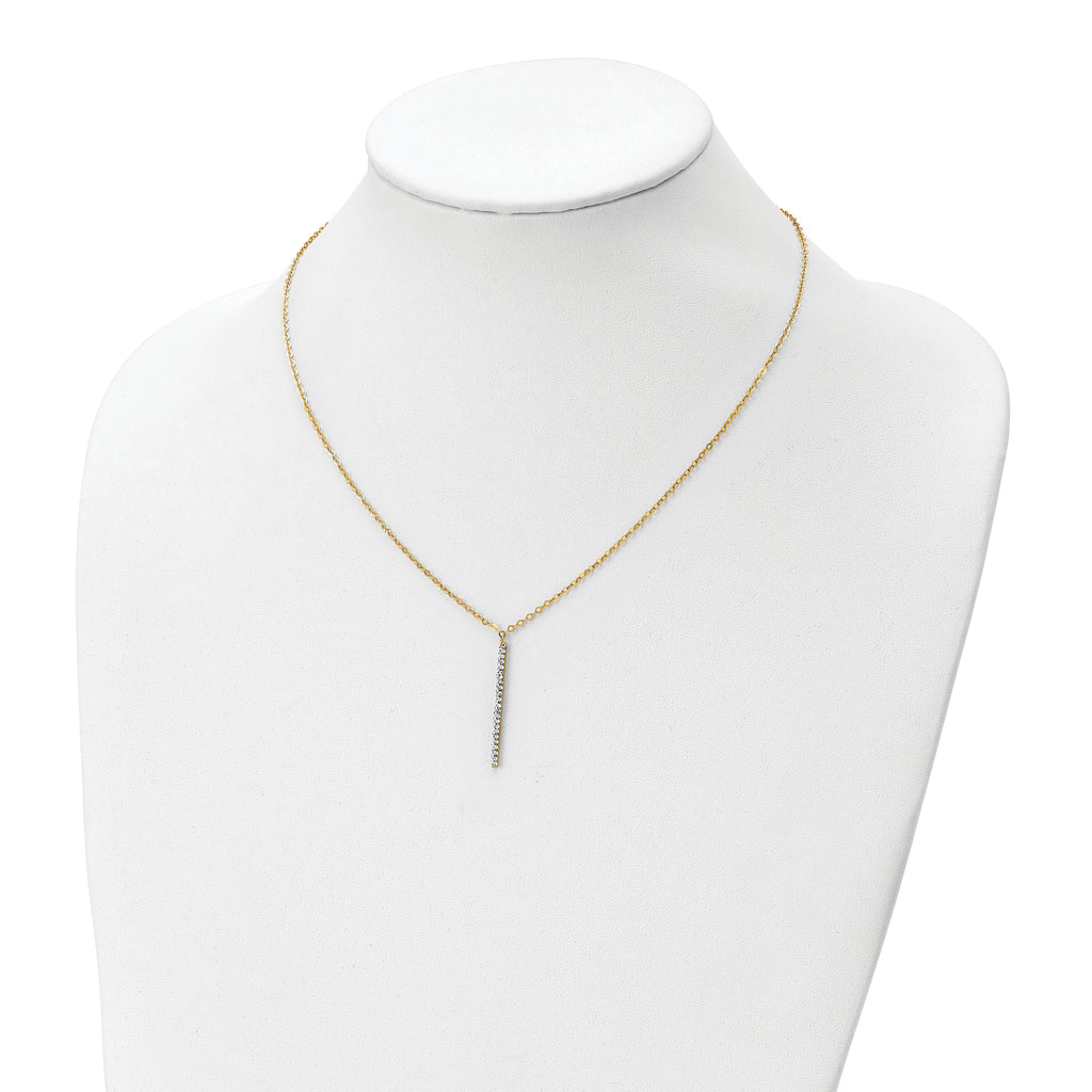 14K Polished Crystal w/1in ext Necklace