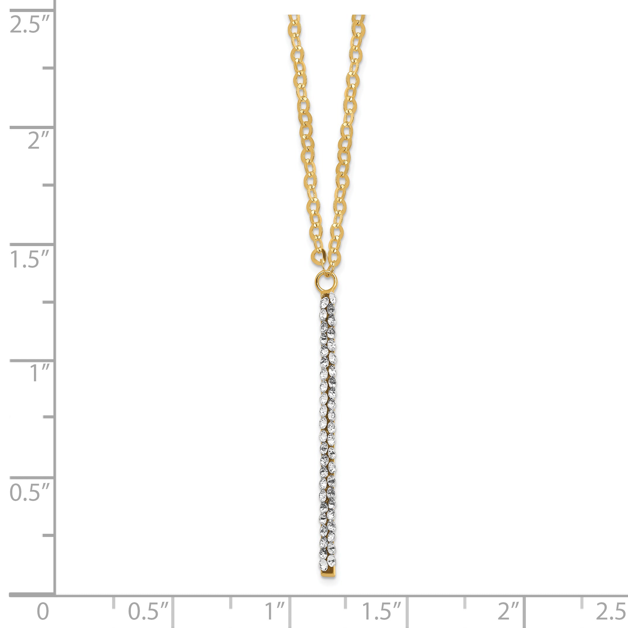 14K Polished Crystal w/1in ext Necklace