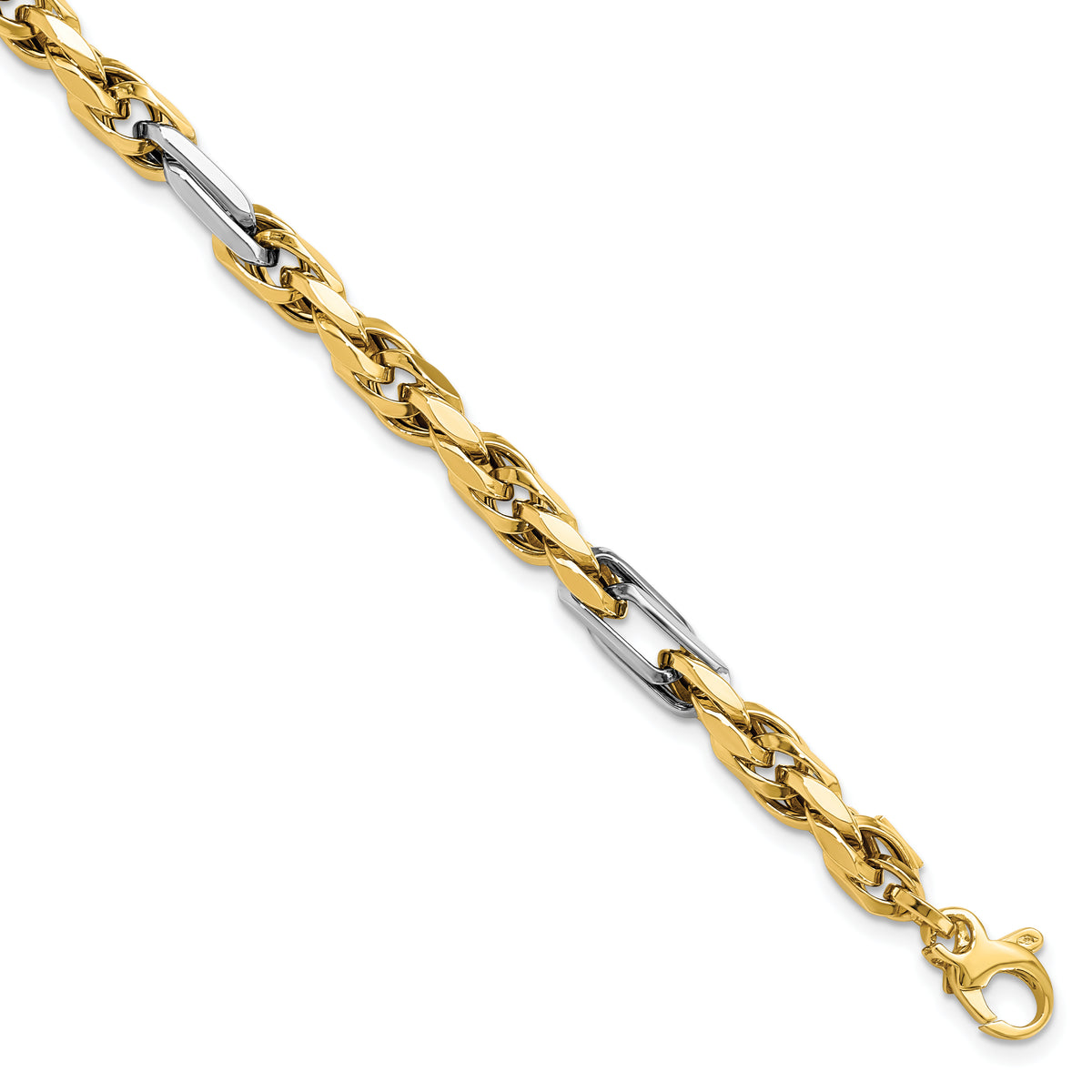 14K Two-tone Polished Link Bracelet