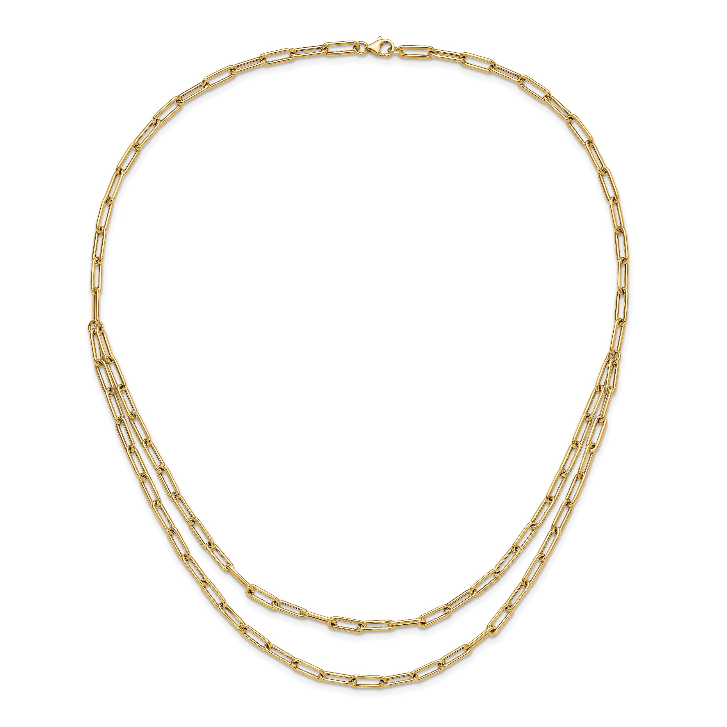 14k Polished Double-layer Link Necklace