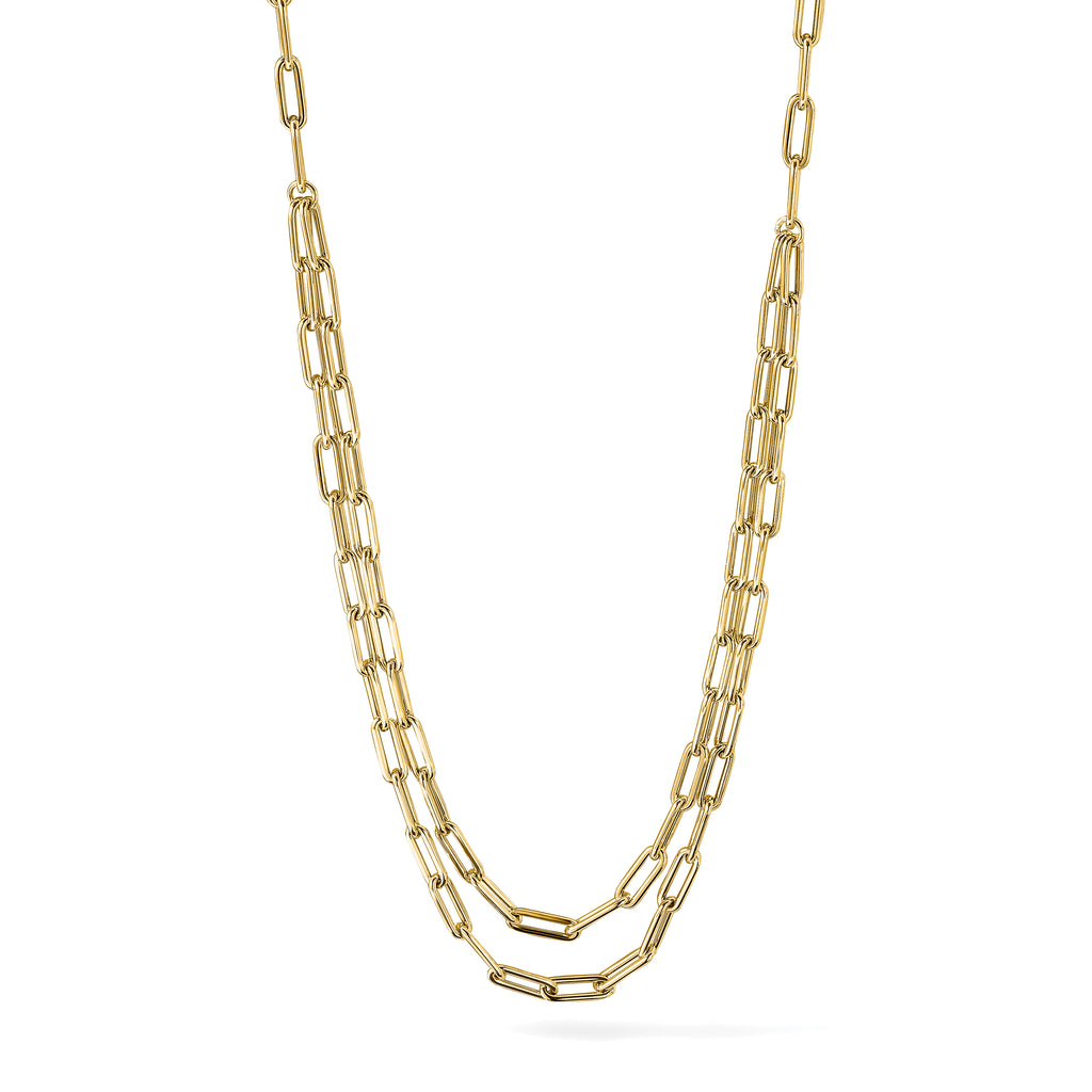 14k Polished Double-layer Link Necklace