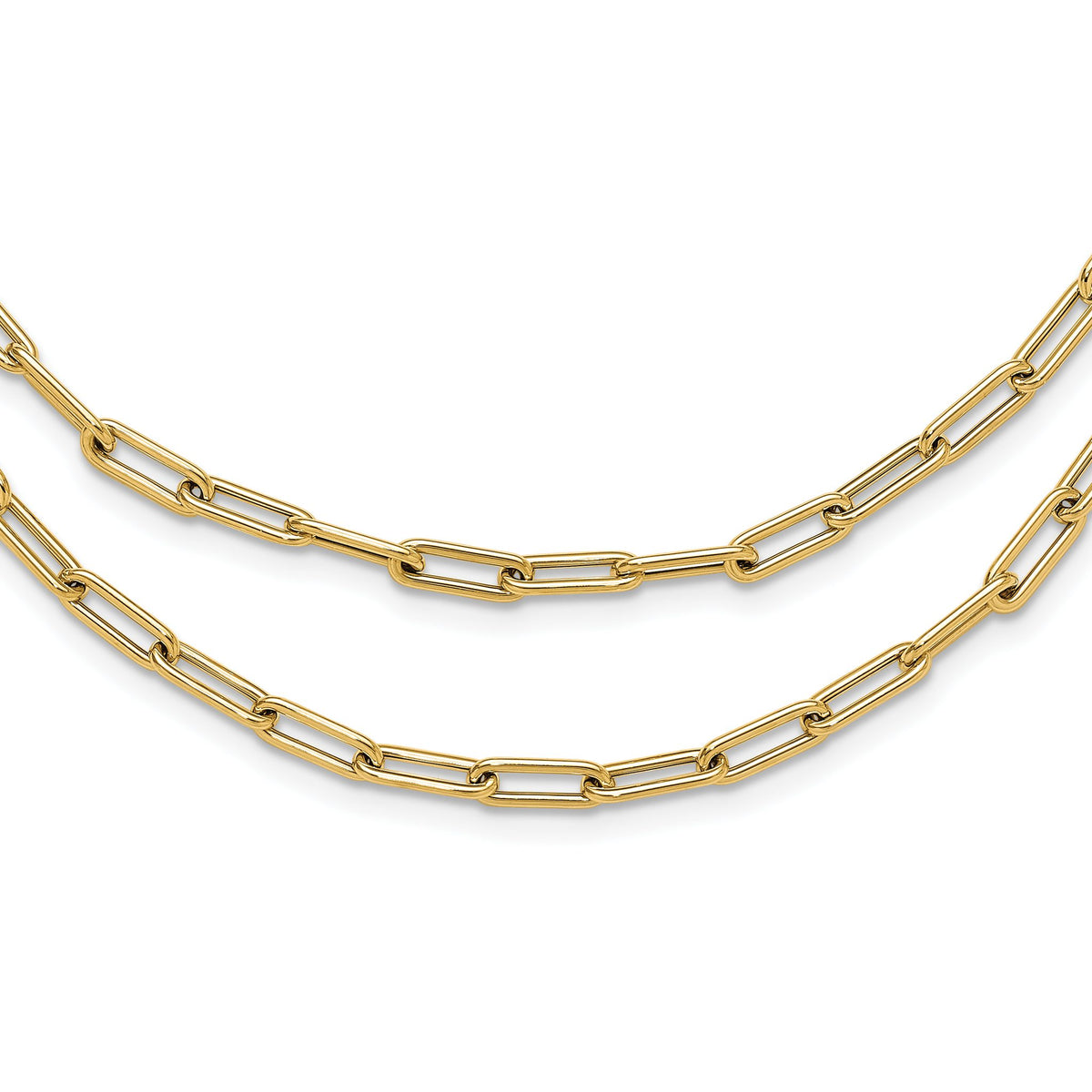 Double-Layer Paperclip Chain Necklace in 14K Yellow Gold, 4mm, 20 Inch - Sophia Jewelers Main image