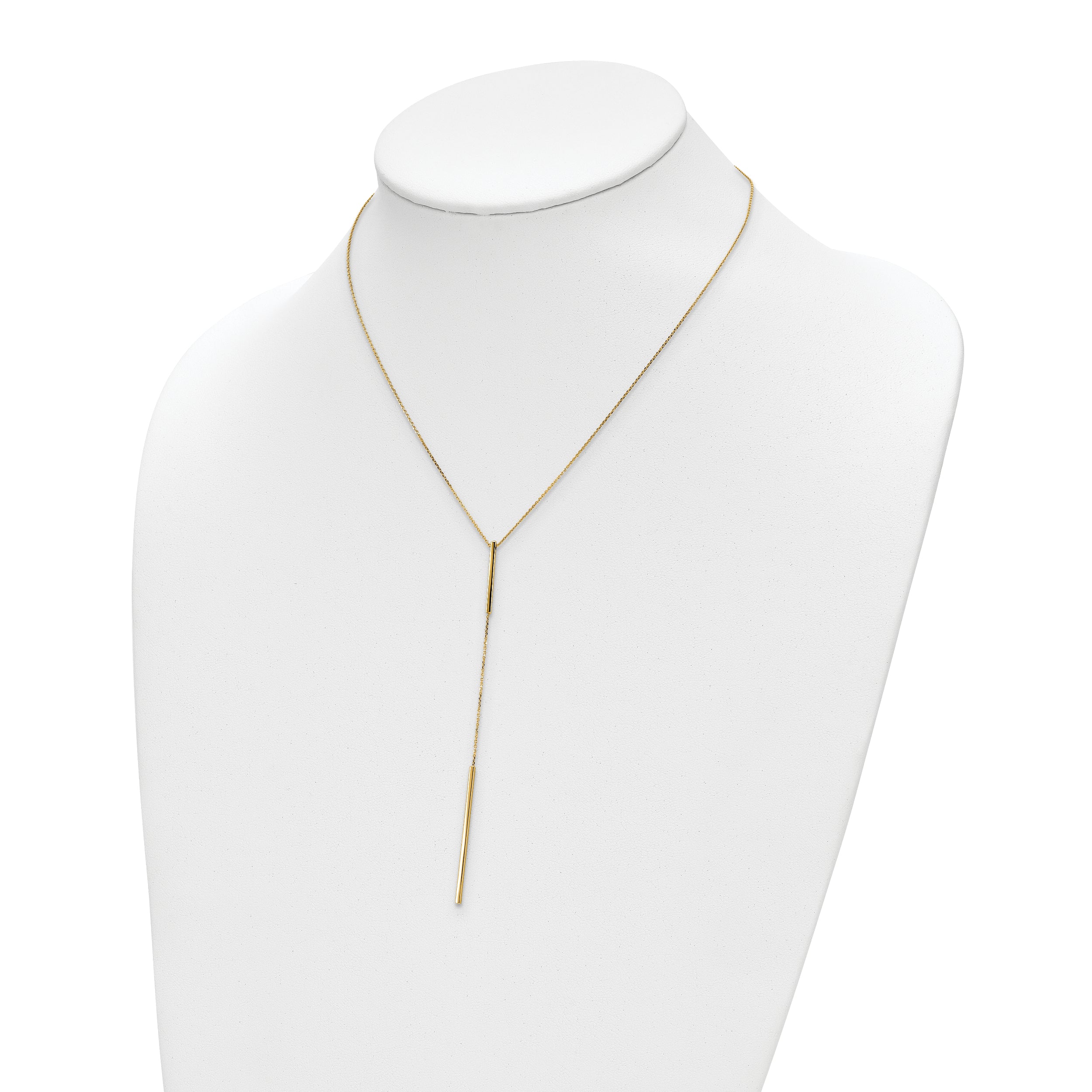 14K Polished Y-drop Bar w/ 1in ext. Necklace