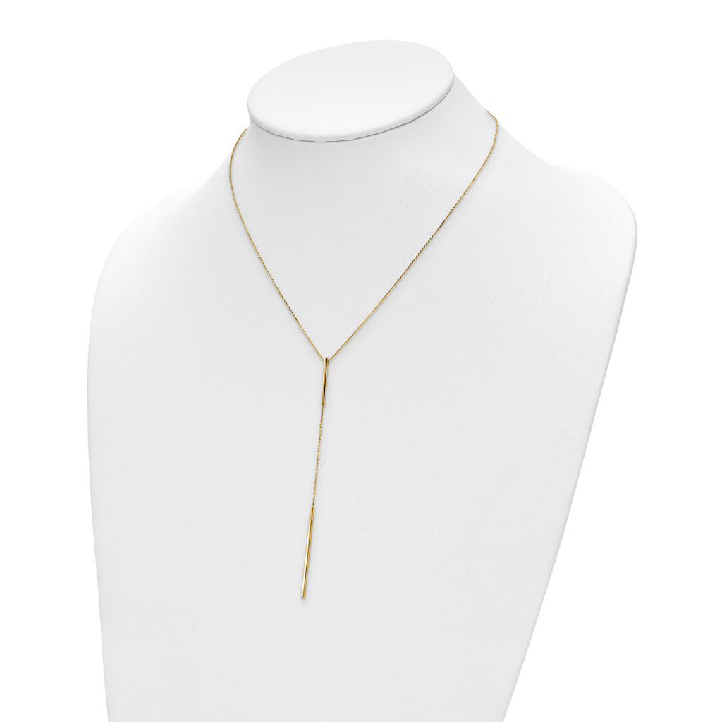 14K Polished Y-drop Bar w/ 1in ext. Necklace