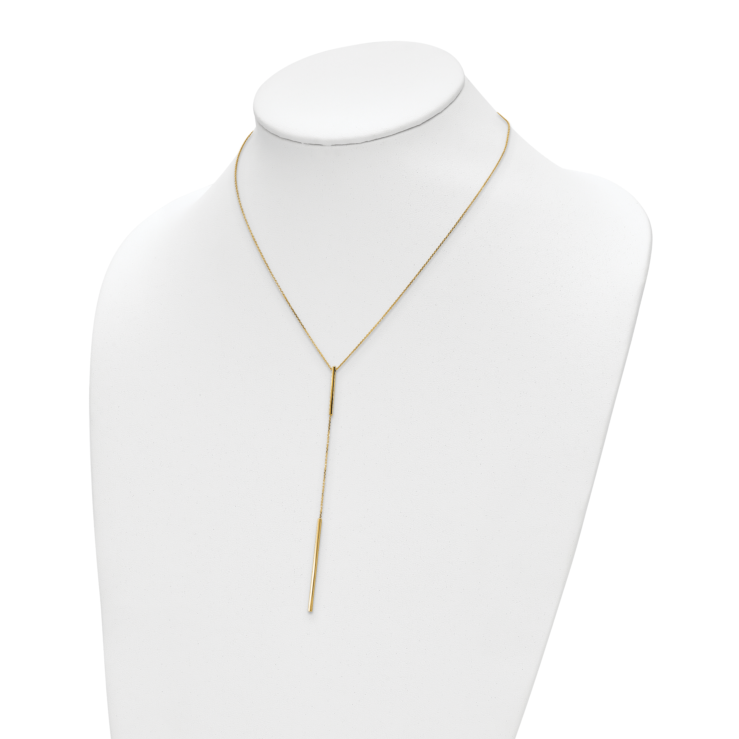 14K Polished Y-drop Bar w/ 1in ext. Necklace