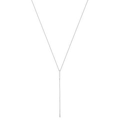 14K White Gold Polished Y-drop Bar w/ 1in ext. Necklace
