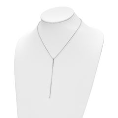14K White Gold Polished Y-drop Bar w/ 1in ext. Necklace