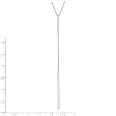14K White Gold Polished Y-drop Bar w/ 1in ext. Necklace