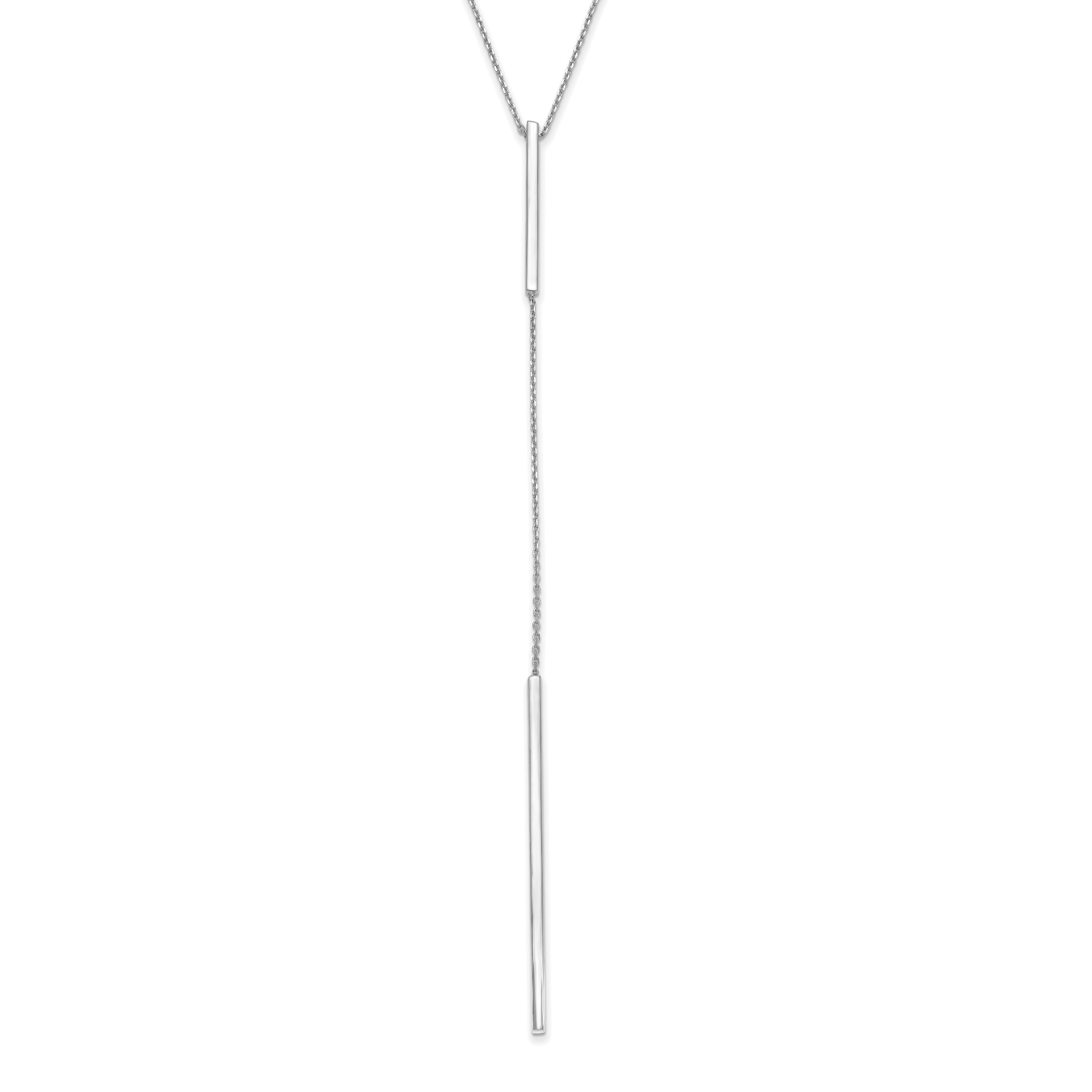 14K White Gold Polished Y-drop Bar w/ 1in ext. Necklace Main image