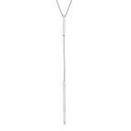 14K White Gold Polished Y-drop Bar w/ 1in ext. Necklace