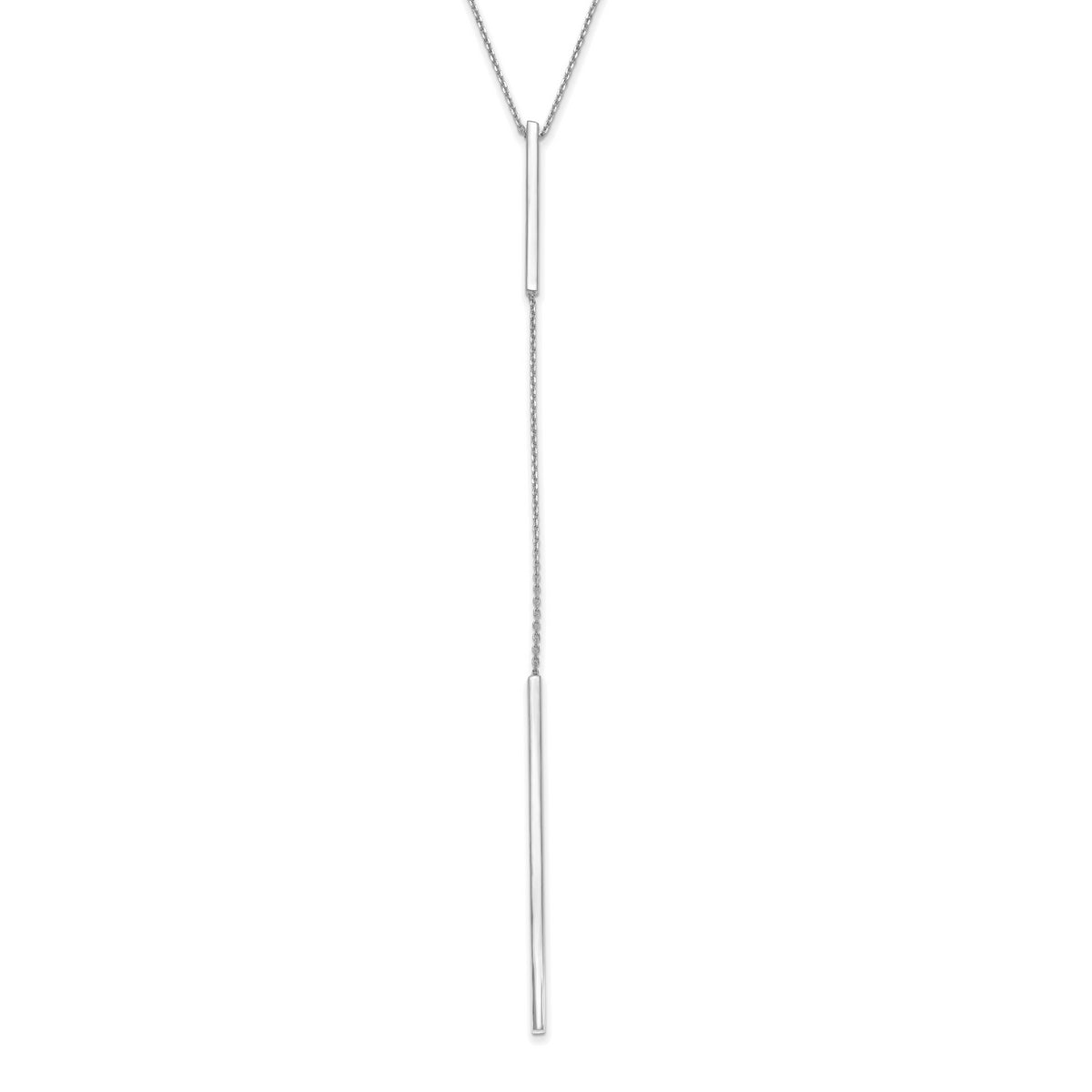 14K White Gold Polished Y-drop Bar w/ 1in ext. Necklace