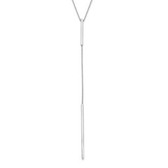 14K White Gold Polished Y-drop Bar w/ 1in ext. Necklace