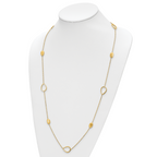 14K Polished and Scratch-finish Beaded Necklace