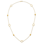 14K Polished and Scratch-finish Beaded Necklace