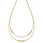 14K Polished D/C Beaded 2-strand w/ .75in ext Necklace