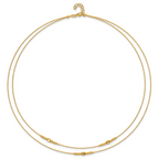 14K Polished D/C Beaded 2-strand w/ .75in ext Necklace