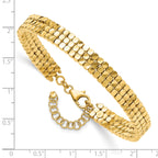14K Polished D/C Flexible w/ 1in Safety Chain Cuff Bangle