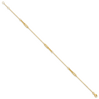 14K Paperclip Link 3-Station 9 inch Plus 0.5 inch Extender - Total 9.5 inch Anklet