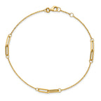 14K Paperclip Link 3-Station 9 inch Plus 0.5 inch Extender - Total 9.5 inch Anklet