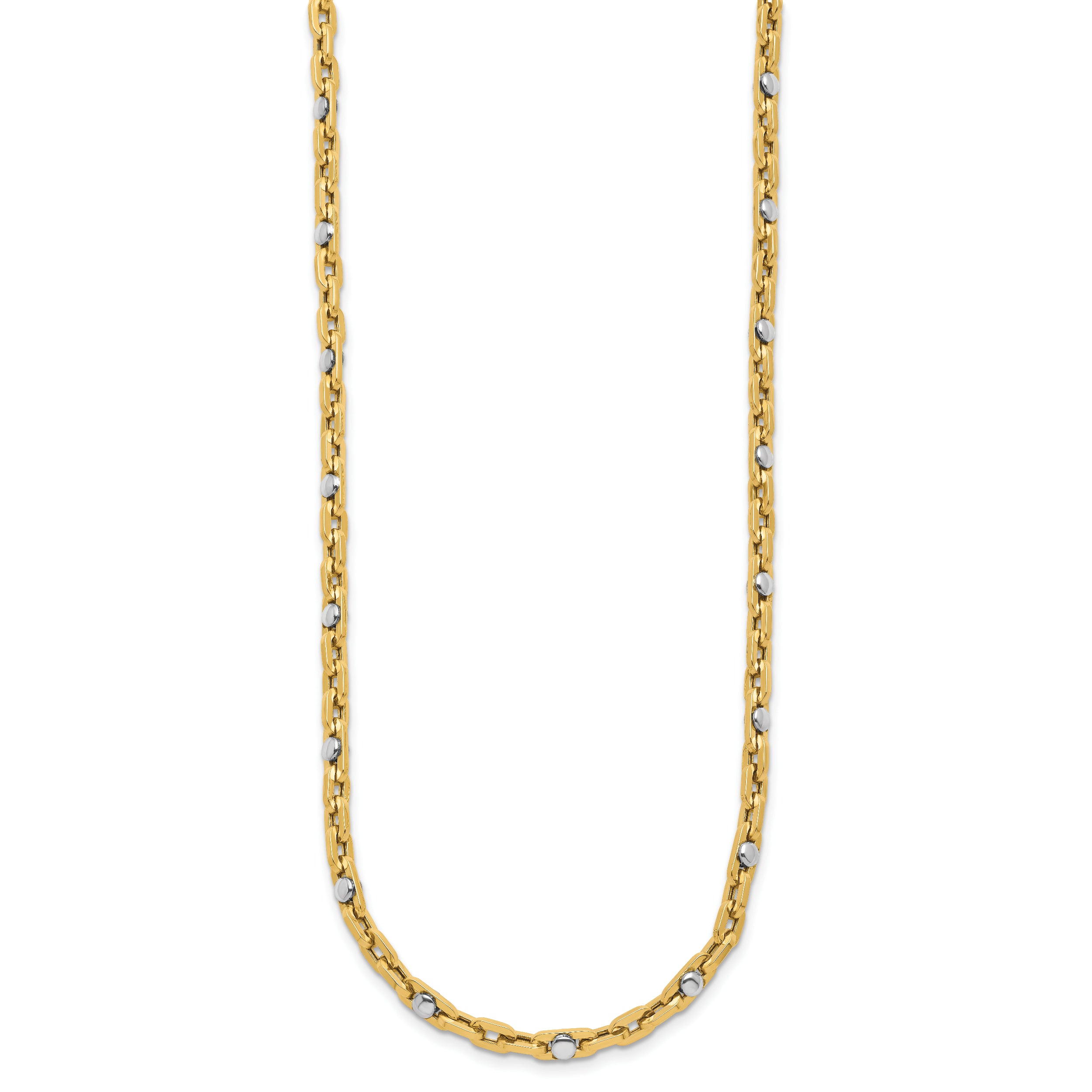 14K Two-tone Polished Link Necklace