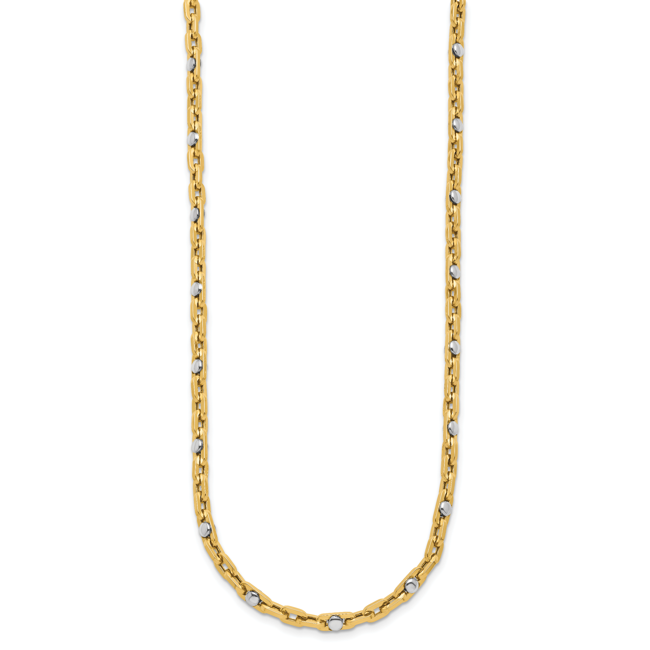 14K Two-tone Polished Link Necklace