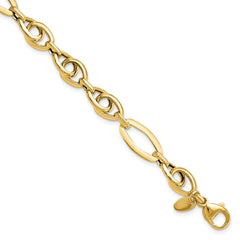 14k Polished Textured Fancy Link Bracelet