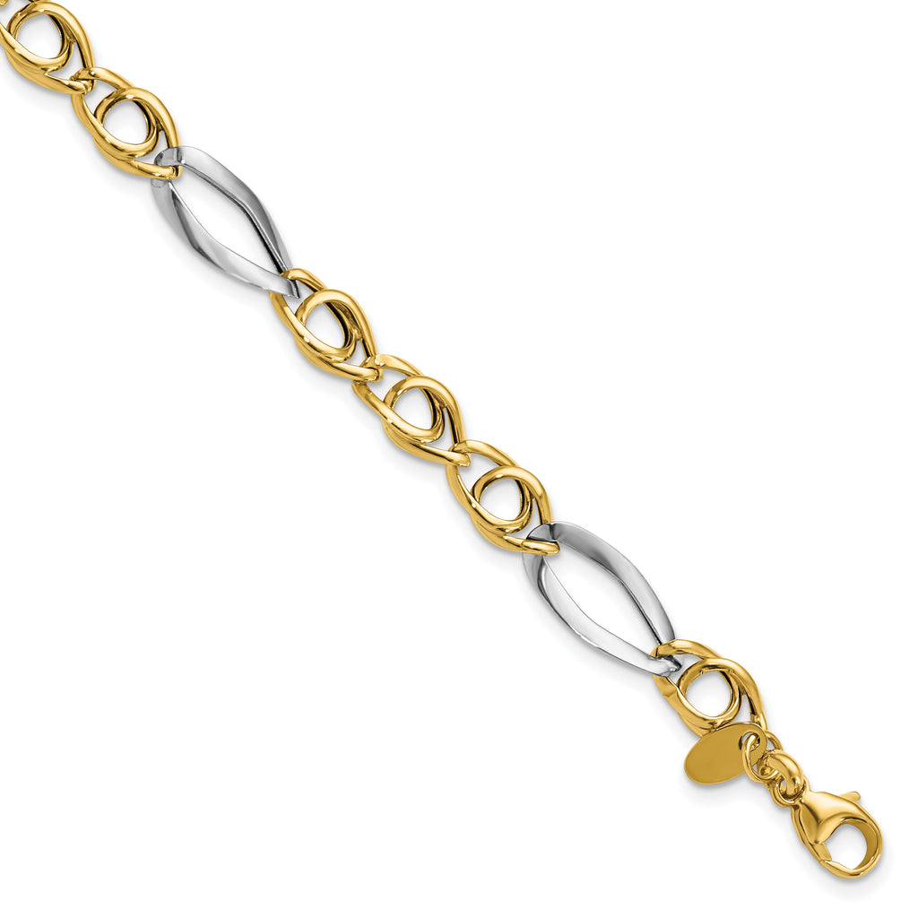 14k Rhodium-Platedodium Fancy Link Bracelet