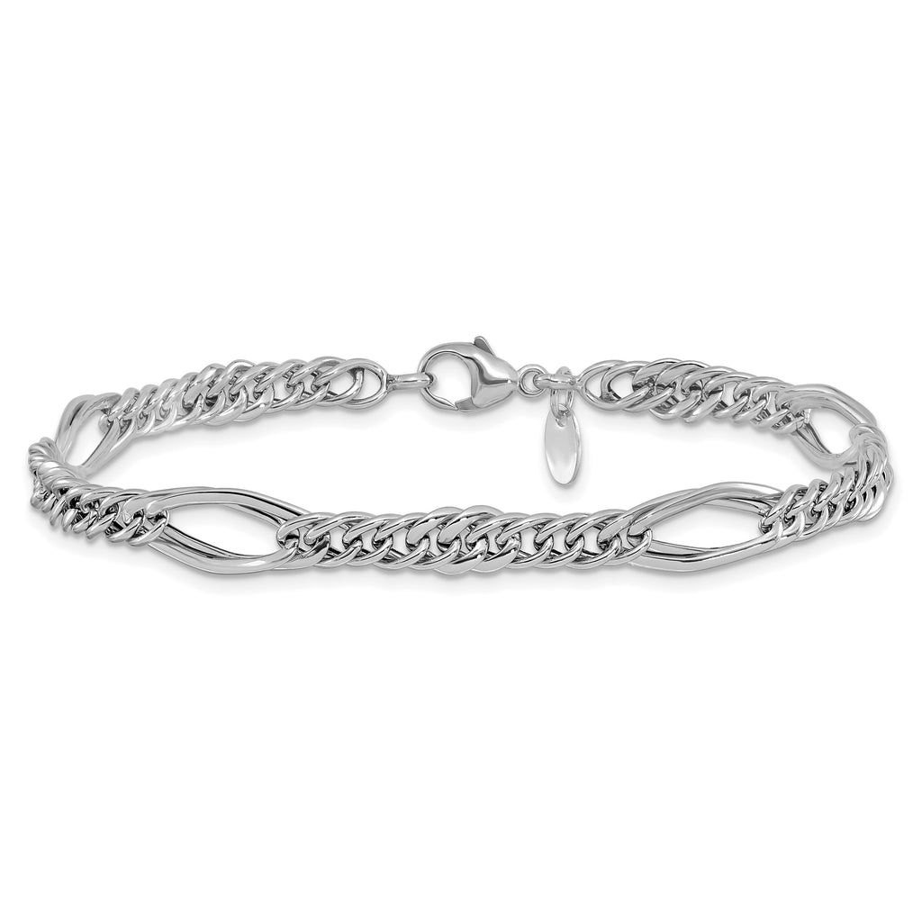 14k White Gold Polished Fancy Link Bracelet