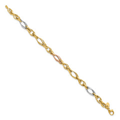 14k with White and Rose Gold-plating Polished and Textured Link Br