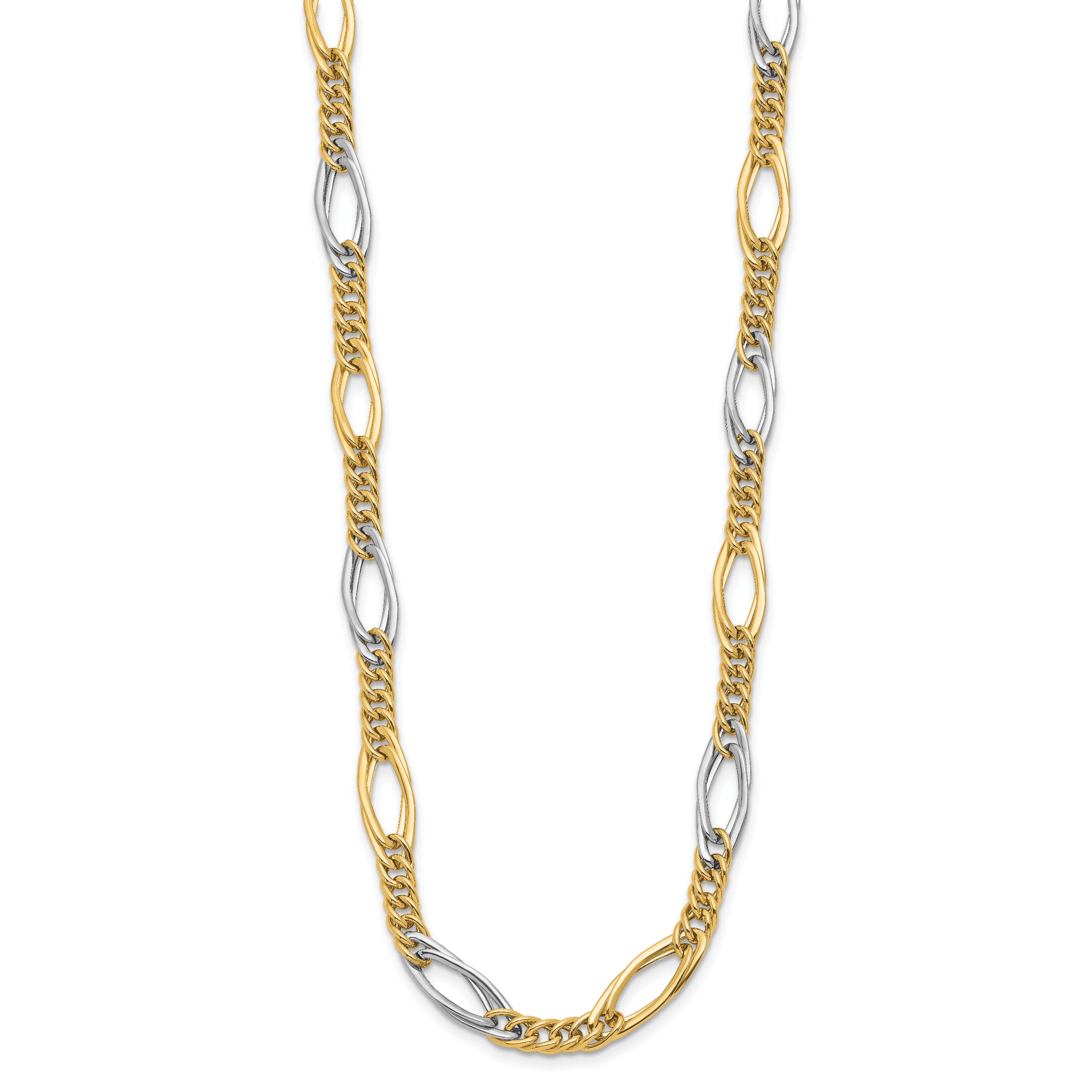 14k Rhodium Polished Fancy Link Necklace