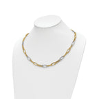 14k Rhodium Polished Fancy Link Necklace