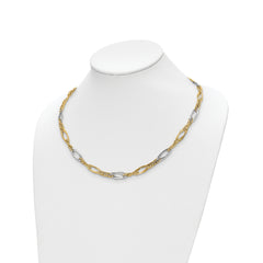 14k Rhodium Polished Fancy Link Necklace