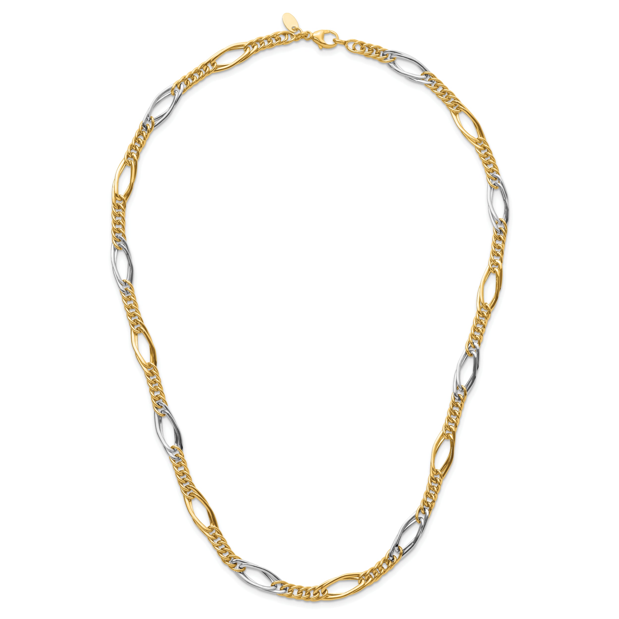 14k Rhodium Polished Fancy Link Necklace
