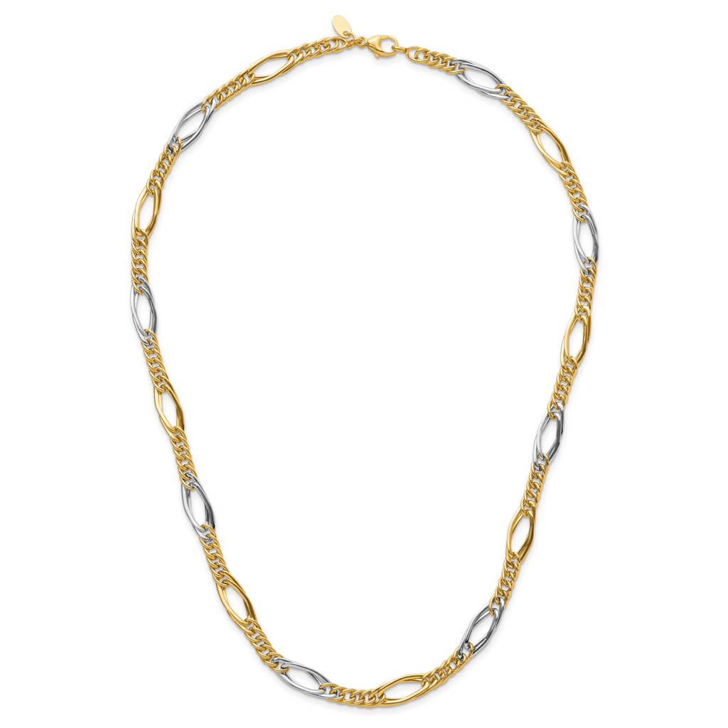 14k Rhodium Polished Fancy Link Necklace