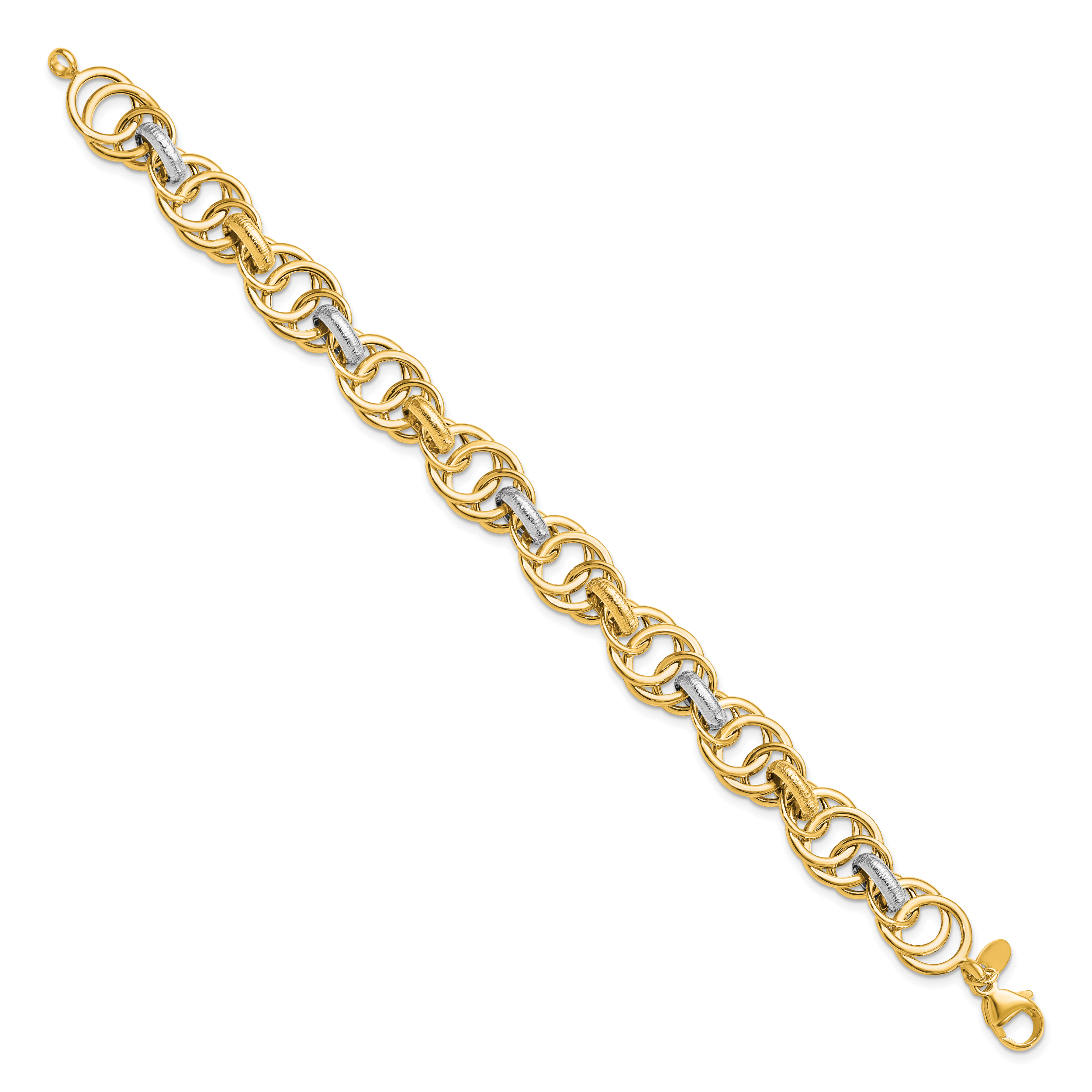 14k Rhodium Polished and Textured Fancy Link Bracelet Secondary image