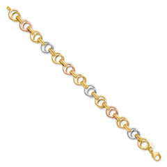 14k White/Rose-plat Polished/Brushed Fancy Link Bracelet