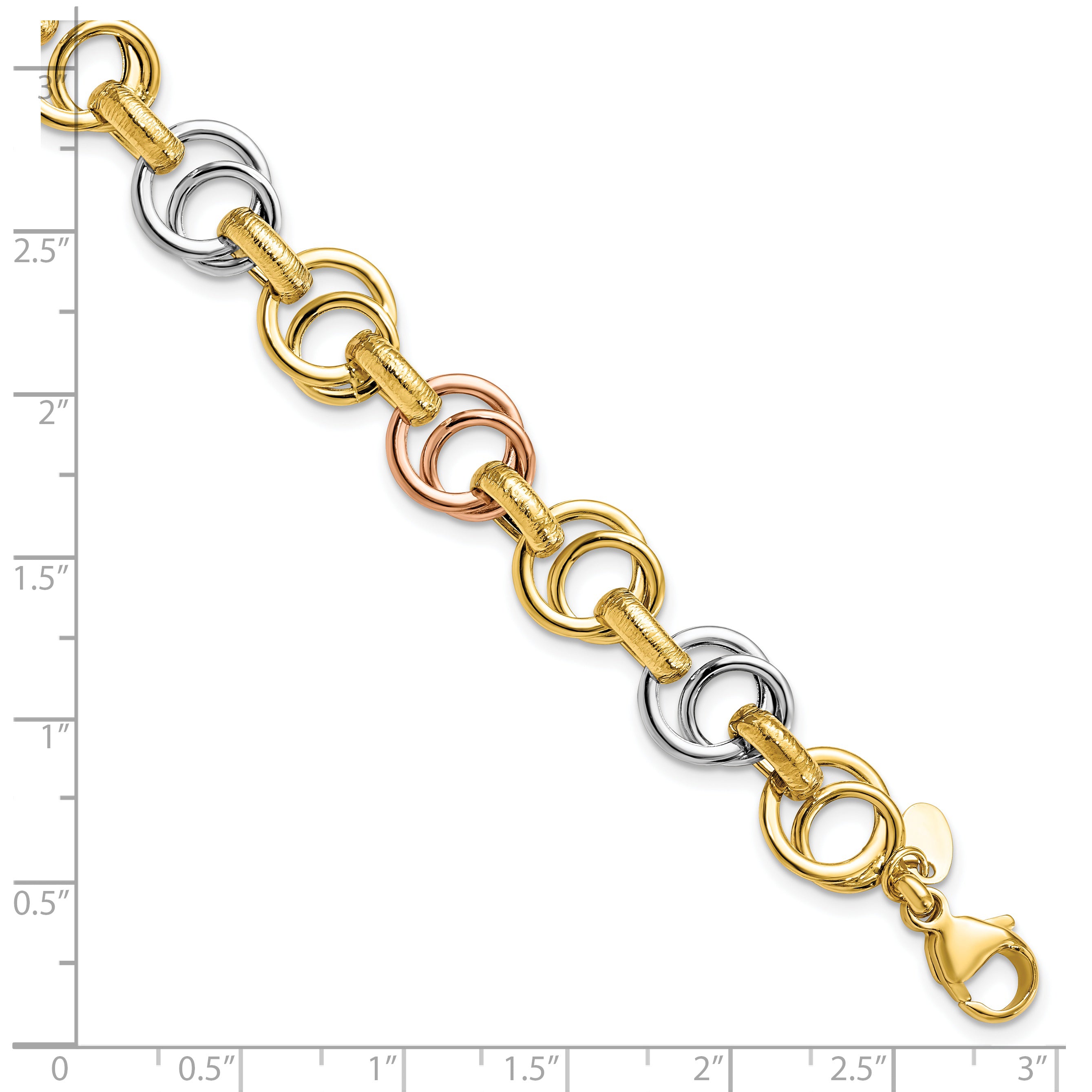 14k White/Rose-plat Polished/Brushed Fancy Link Bracelet