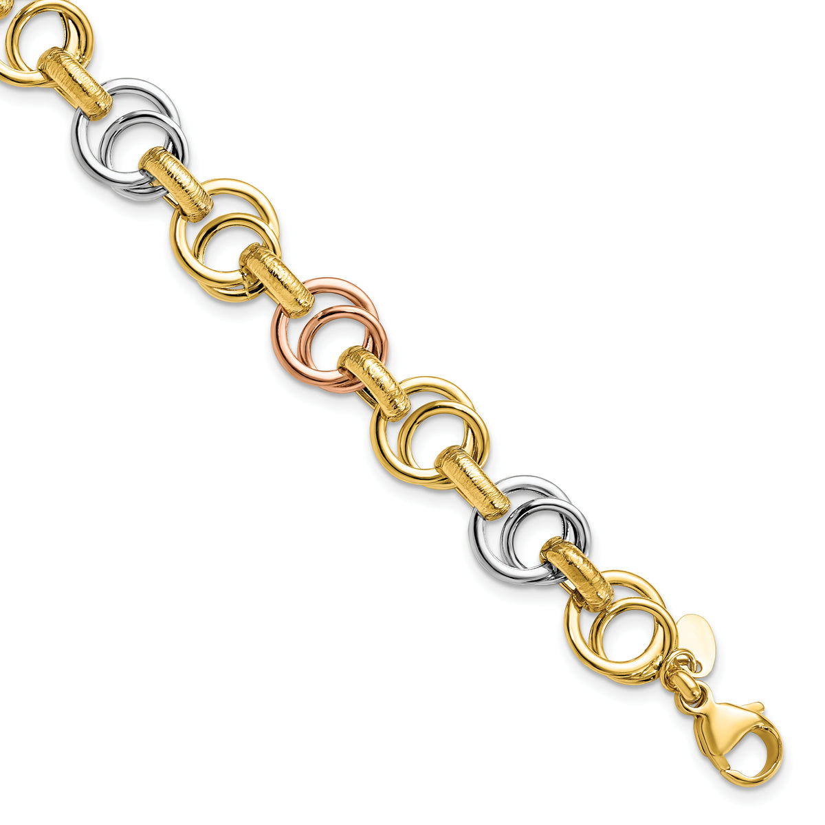 14k White/Rose-plat Polished/Brushed Fancy Link Bracelet