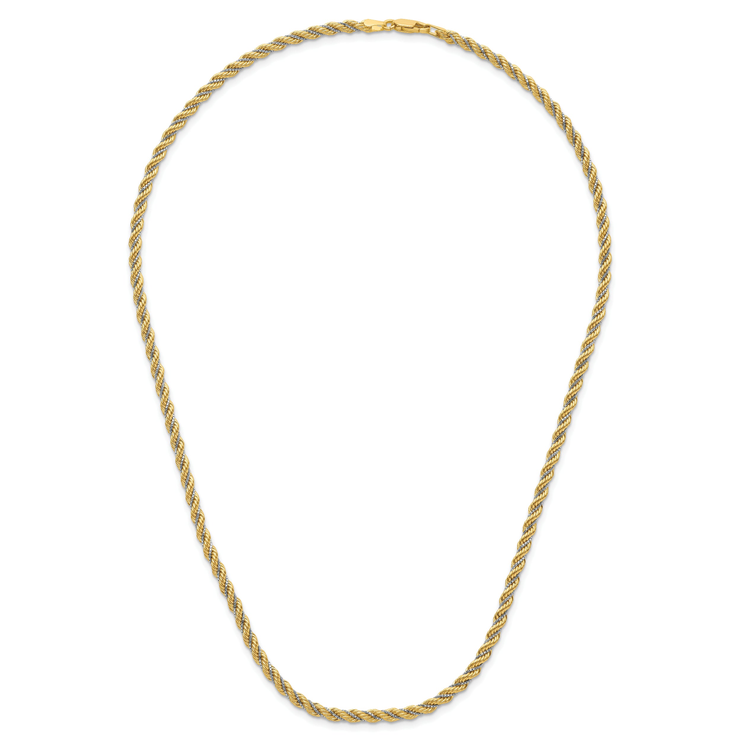 14K Two-tone Polished Textured Rope Necklace