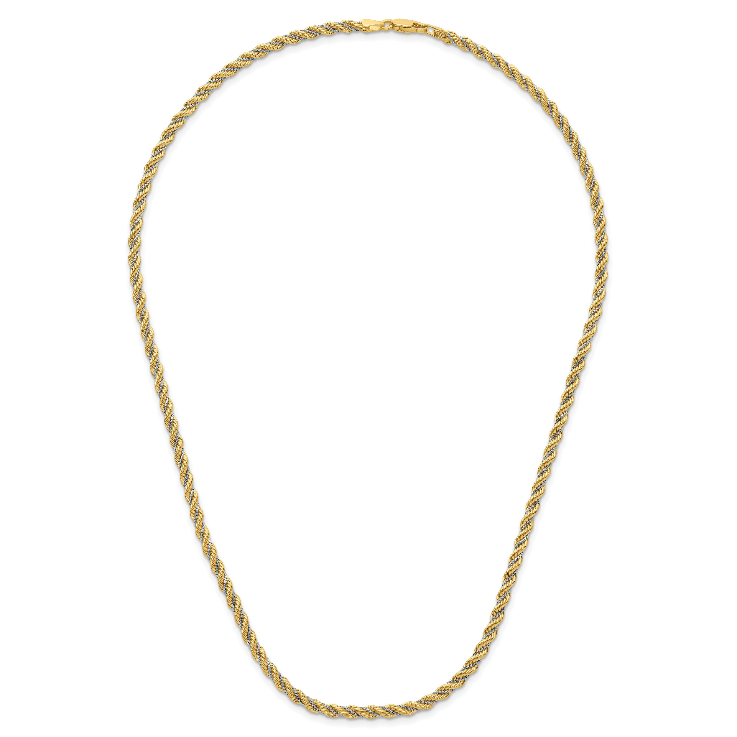 14K Two-tone Polished Textured Rope Necklace