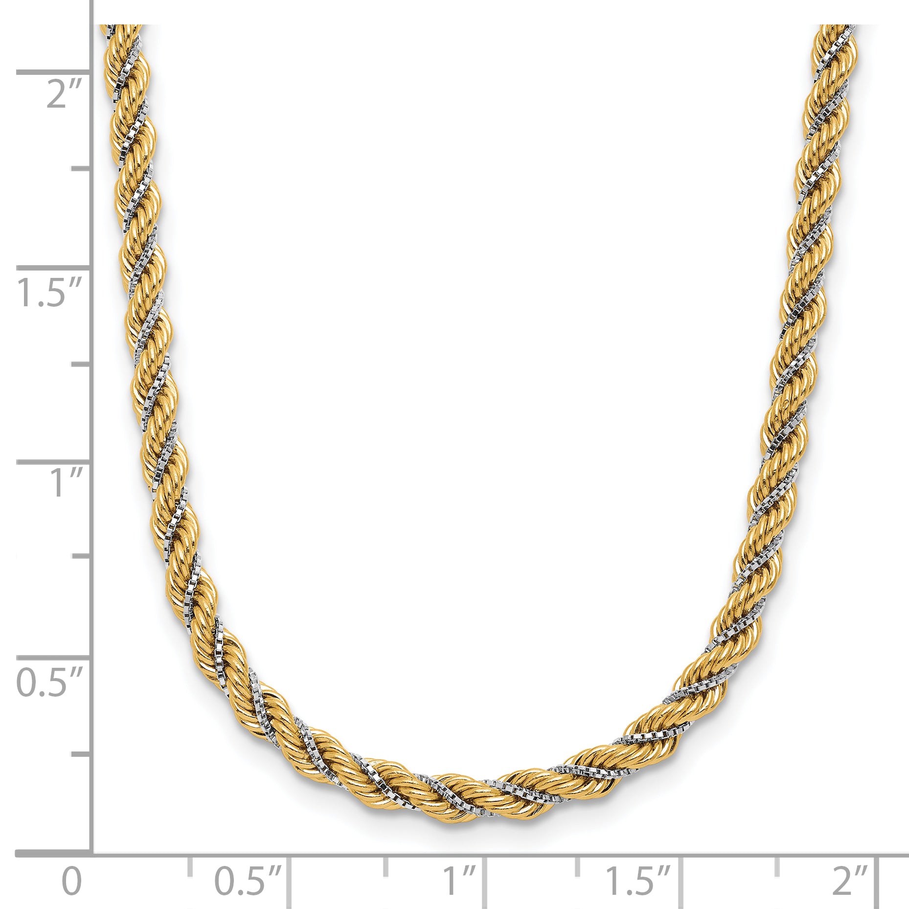 14K Two-tone Polished Textured Rope Necklace