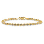 14K Two-tone Polished Textured Rope Bracelet